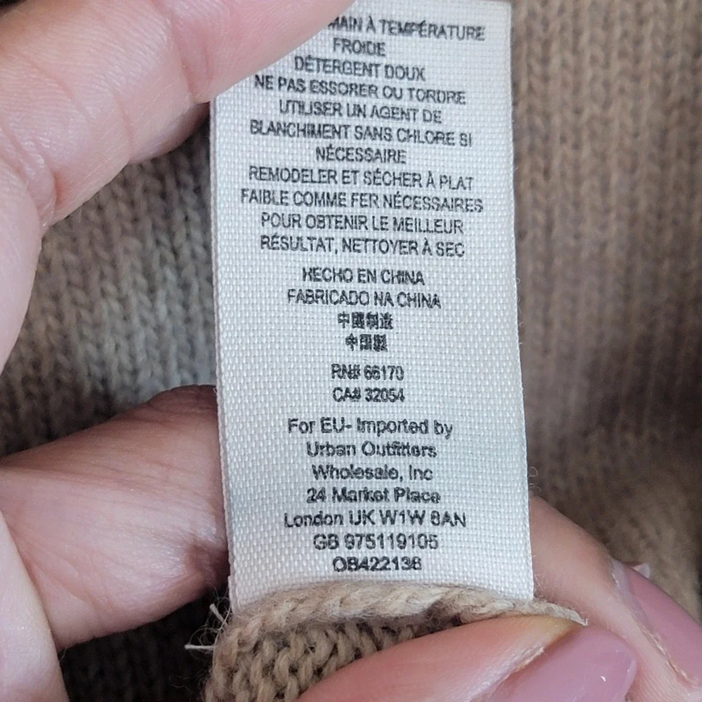 Free People Oversize Vest Medium Loose Fit Baggy V-Neck Wool Baggy Brown Sweater